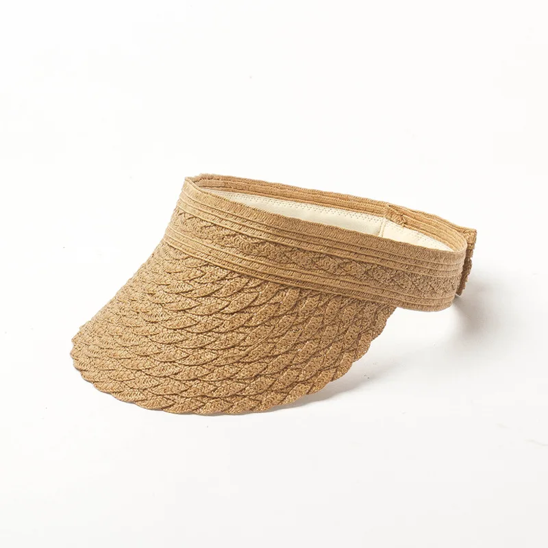 

Spring And Summer New Style Casual Fashion Decorative Pattern Weaving Papyrus Topless Hat Travel Sun-resistant Foldable Straw To
