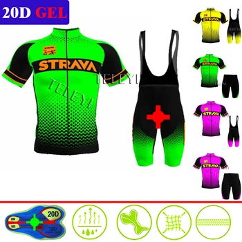 

2019 STRAVA Cycling Jersey Set Summer Mountain Bike Clothing Pro Bicycle Cycling Jersey Sportswear Suit Maillot Ropa Ciclismo