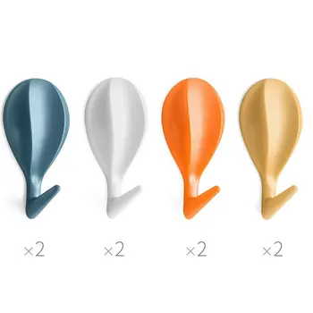 

8pcs Hook Strong Viscose Wall Hanging Free Punch Creative Cute Cartoon Seamless Bathroom Waterproof Glue Hook Behind The Door
