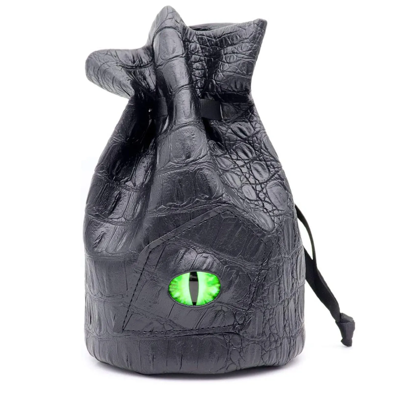 Haxtec dnd Eye Dice Bag Drawstring PU Leather DND Dice Pouch Storage Bag for D&D Dice (Green Eye-L)