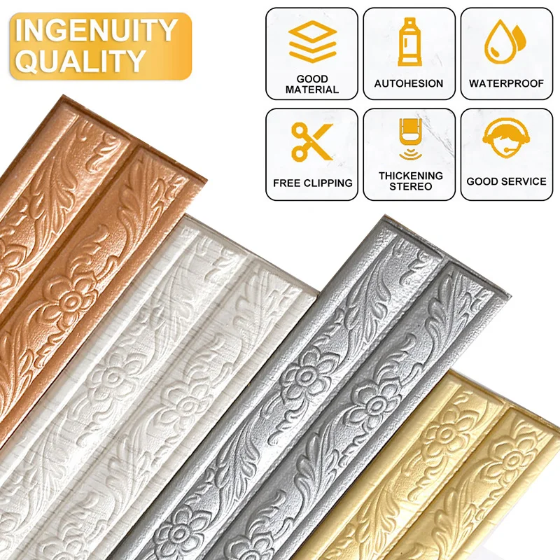 19 Styles 3D Foam Wall Edge Strip Stickers Self Adhesive Waterproof Baseboard Corner Waist Line Sticker Trim Skirting | Дом и сад