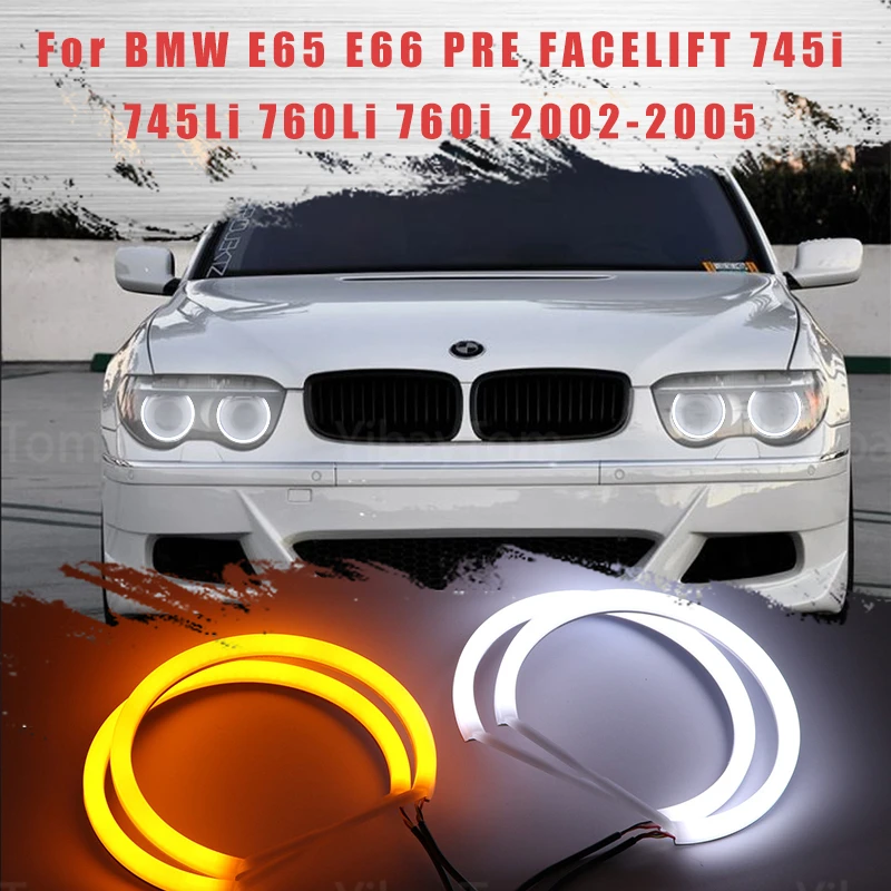 Kit de bague Halo œil d'ange DRL pour BMW E65 E66, lumière LED SMD en coton, interrupteur de recul, pré-façonnage, 745i 745Li 760Li 760i, 2002 – 2005