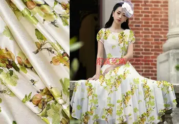 

2018 New Women Dress Super High-end Computer Digital Painting Heavy Sattin 96% Natural Silk Fabric Woven Tissu Wholesale Retail