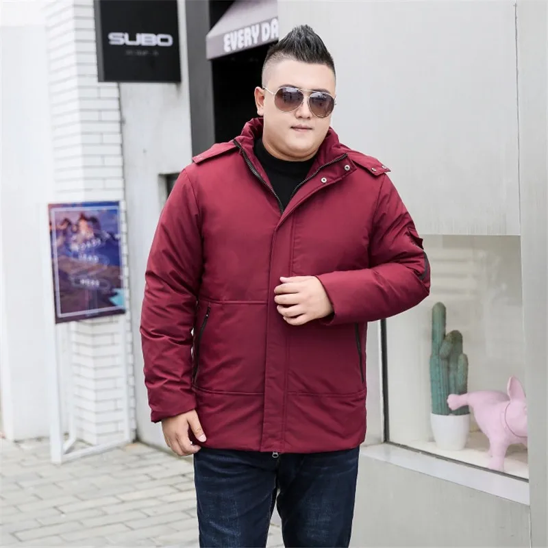 Fuchsia Новая мода, плюс размер ветровка мужская зимняя парка с капюшоном теплая куртка Повседневная Длинная секция негабаритная 9XL 10XL хлопок пальто - Цвет: Fuchsia