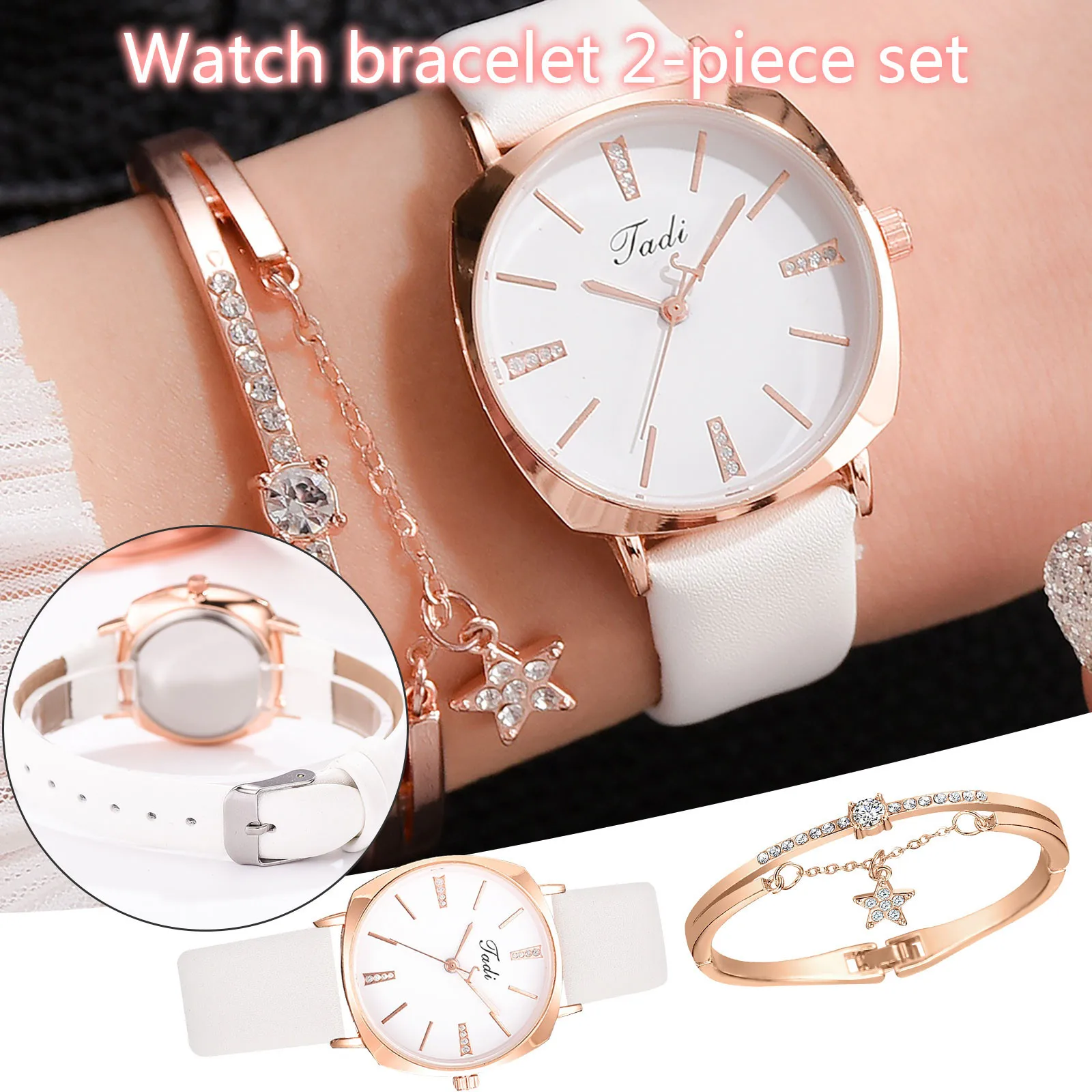 Reloj de cuarzo pequeño y exquisito para mujer, pulsera de cuero informal de aleación, regalo