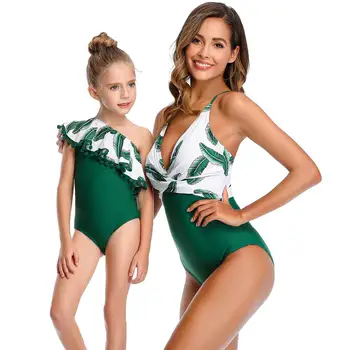 

One Piece Swimsuit Mother Daughter Swimming Suit For Girls Mommy Kids Swimwear Women Family Matching Clothes Monokini bodysuit