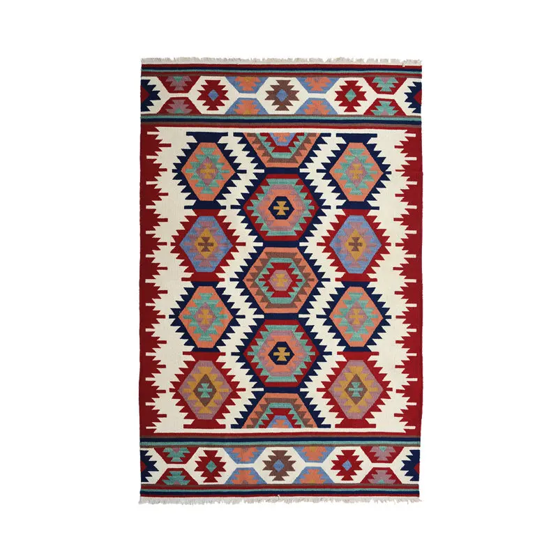 Turkish folk style home hand-woven wool KILIM living room bedroom restaurant coffee table sofa thin carpet gc137kli05yg2