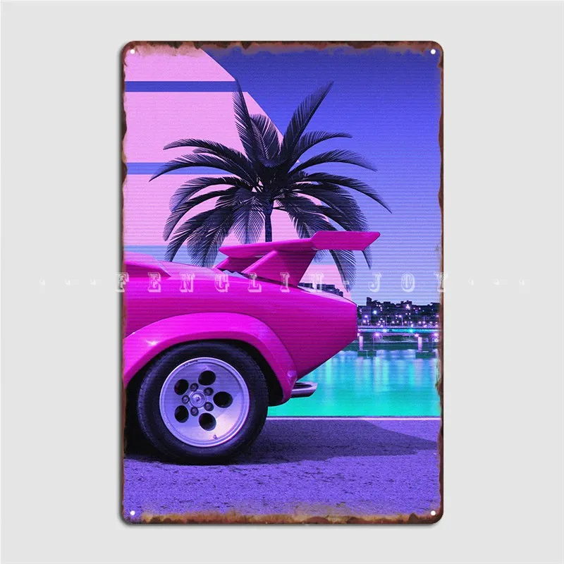 Countach Retrowave Targa In Metallo Poster Soggiorno Poster Murale Crea Poster In Latta