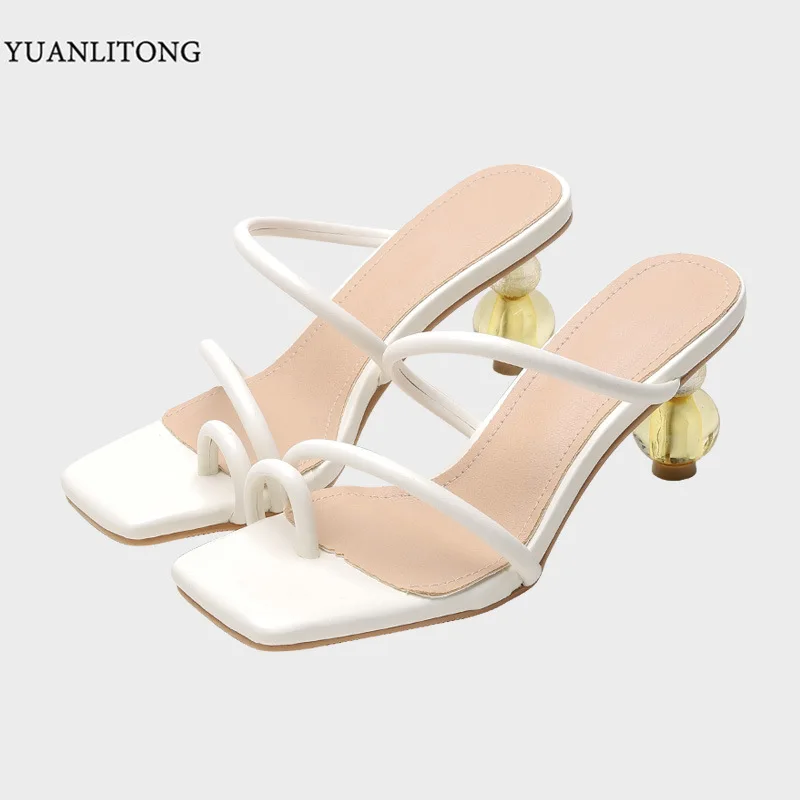 High Heels with Toe and Sandals In Detail Women Fashion 2021 Crystal Heel Square Head Sexy Single Shoe Shoes | Обувь