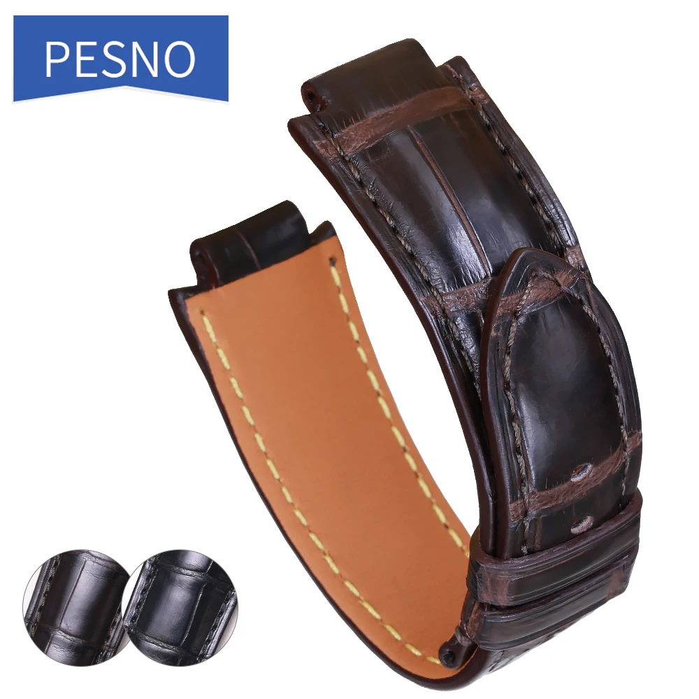 Pesno Suitable for LV Tambour Crocodile Leather Watchstrap Black Dark Brown  Men Watch Band Watch Accessories - AliExpress