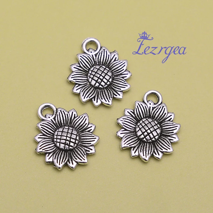 

35pcs/lot--18x15mm, flower cham,Antique silver plated Sunflower charms ,DIY supplies, Jewelry accessories