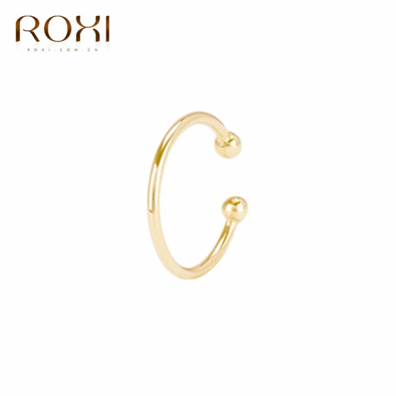 Gold 1pc ROXI 925 пробы, серебряные серьги-клипсы для ушей, простые серьги для ушей, не пирсинг, серьги для носа, женские серьги, Надеваемые На ушной хрящ, корейские ювелирные изделия - Окраска металла: Gold 1pc