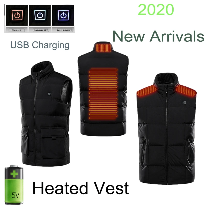 

Men's Heating Clothes Control Temperature Outdoor Heated Vest Warm Tops Adults USB Charging Heated Jacket Heated Vest Teenagers