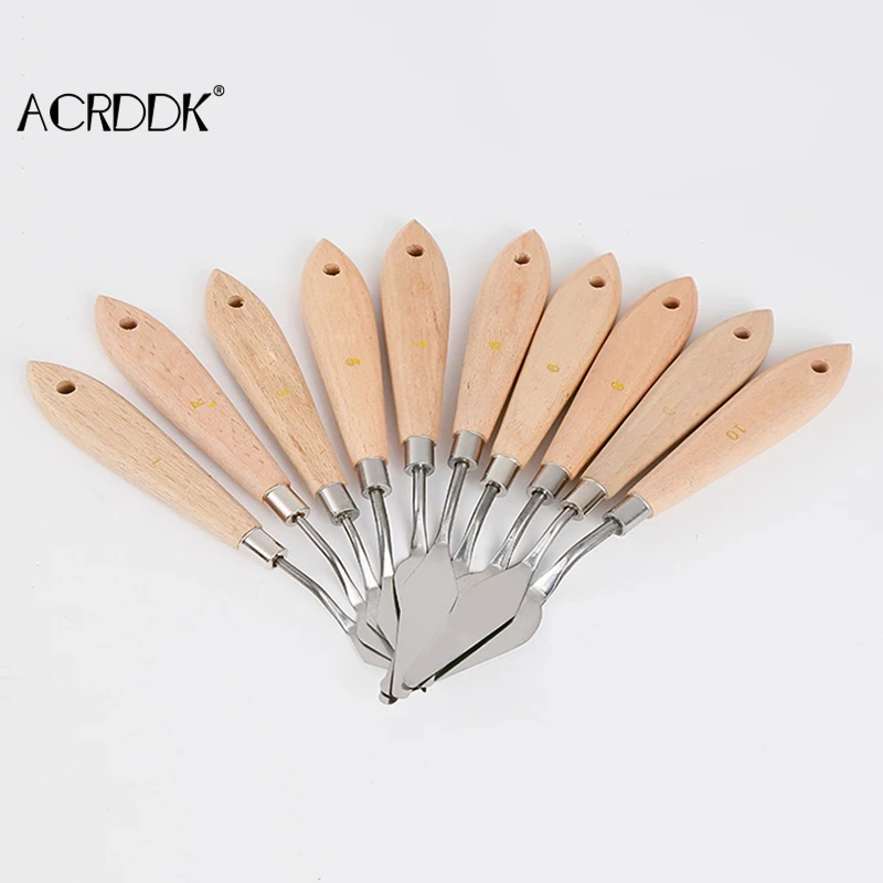 Palette Knife Painting Stainless Steel Spatula Palette Knife Oil Paint Metal Knives Wood Handle FL 5