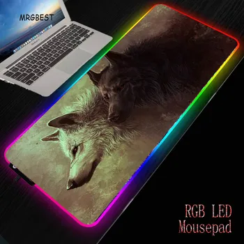 

MRGBEST Wolf Animal Gaming Large RGB Mouse Mat Non-Slip Rubber Base Mousepad for Computer Laptop Desk Mat PC for Lol Csgo Locked