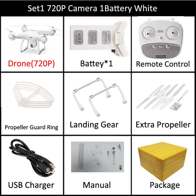 LAUMOX S70W Радиоуправляемый Дрон с режимом следования за мной с 720 P/1080 P HD камерой Регулируемый Широкоугольный FPV gps Профессиональный Квадрокоптер вертолет - Цвет: Set1 720P 1B White