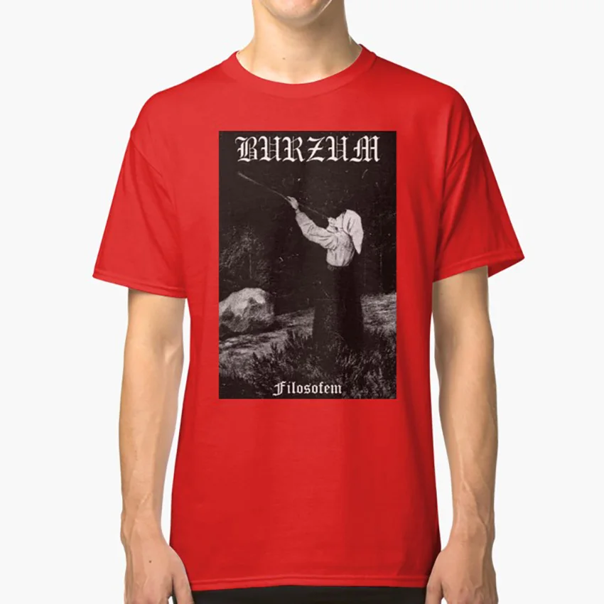 Burzum-Filosofem#1 футболка burzum Черный Металлический mayhem bathory Темный трон varg vikernes dead fenriz venom - Цвет: Красный