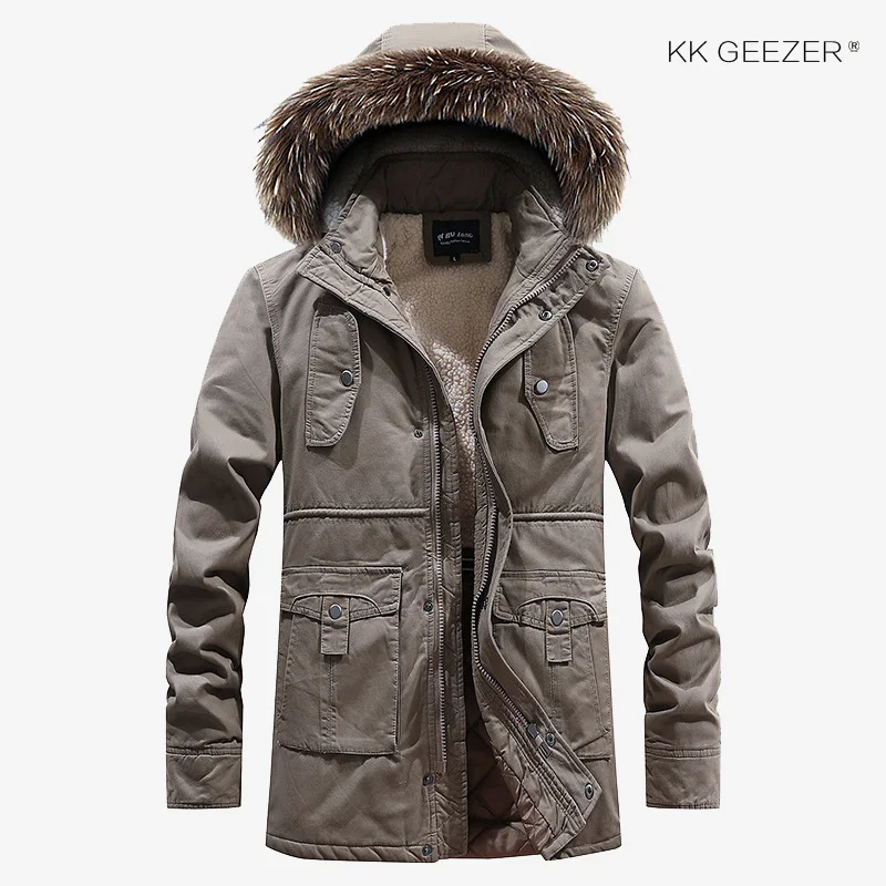 2018-98-Khaki Зимняя мужская куртка, толстая, теплая, ветрозащитная, с капюшоном, вельветовое пальто, военная ветровка, высокое качество, флис, хлопок, парки, мех - Цвет: 2018-98-Khaki