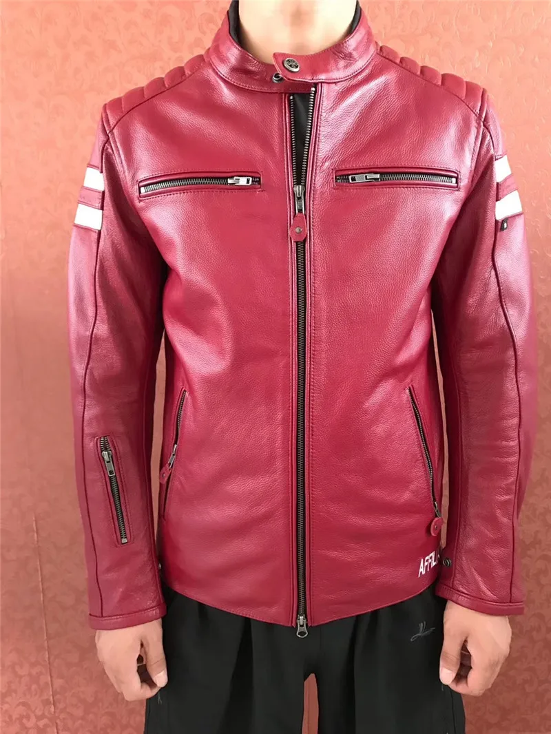 Черная Мужская облегающая Байкерская кожаная куртка размера плюс XXXL из натуральной воловьей кожи для русской осени мотоциклетная кожаная куртка