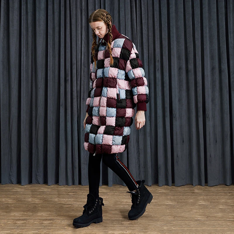 2019 Новое поступление Длинные Лоскутные однобортные тонкие толстые полные пальто