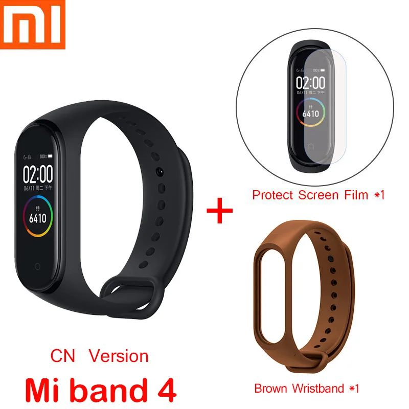 mi band 4 add strap Xiaomi mi браслет, 4 браслета/Xiaomi mi, 3 браслета, пульсометр, фитнес, цветной экран, Bluetooth 5,0, умный mi Band 4, для IOS, Android - Цвет: mi band 4 add strap