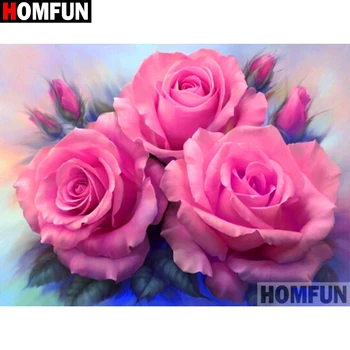

HOMFUN Full Diamond Embroidery Diy 5D Diamond Painting Cross Stitch "Rose flower" Full Drill Home Room Decor A27246