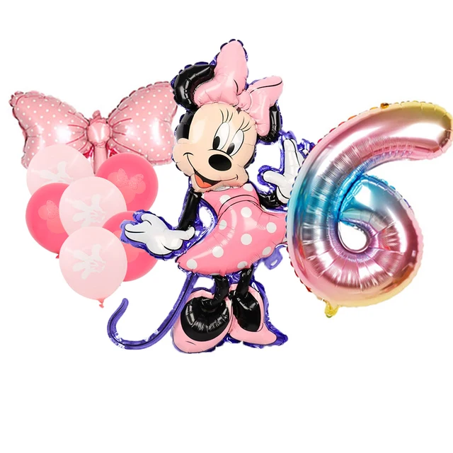 8pcs Minnie Balloons Minnie Mouse Birthday Party Decor Cartoon Foil Balloon Baby Shower Birthday Party Decorations 8pcs Number 6