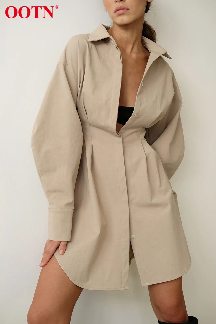 Miuniu Women Casual Turn-Down Collar A-Line Pleated Hem Windbreaker Windbreakers