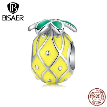 

Fruit Pineapple Charms BISAER New Arrival 925 Sterling Silver Summer Pineapple Beads fit Charms Bracelet DIY Jewelry GAC128