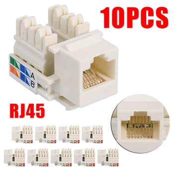 

New Arrival 10 Pcs RJ45 CAT5e Keystone Jack Ethernet Network Clip Module Wall Plug Connector for Computer Connector Parts