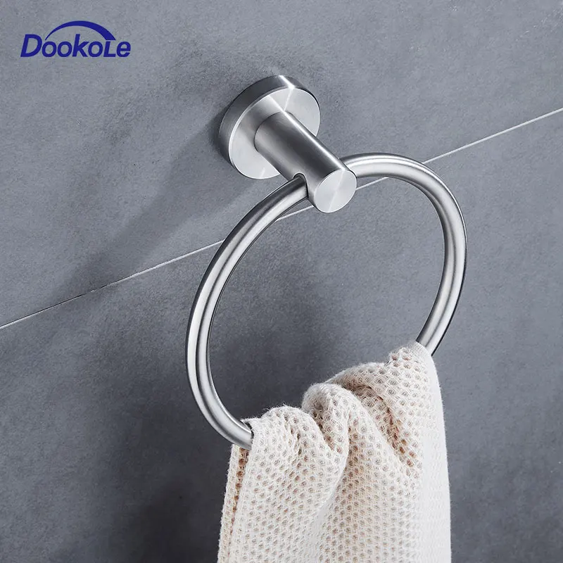 Bathroom Towel Ring Holder Circle Rings Door Hanger Towels Rack, Bathroom Hardware Set Wall Mount Stainless Steel Brushed