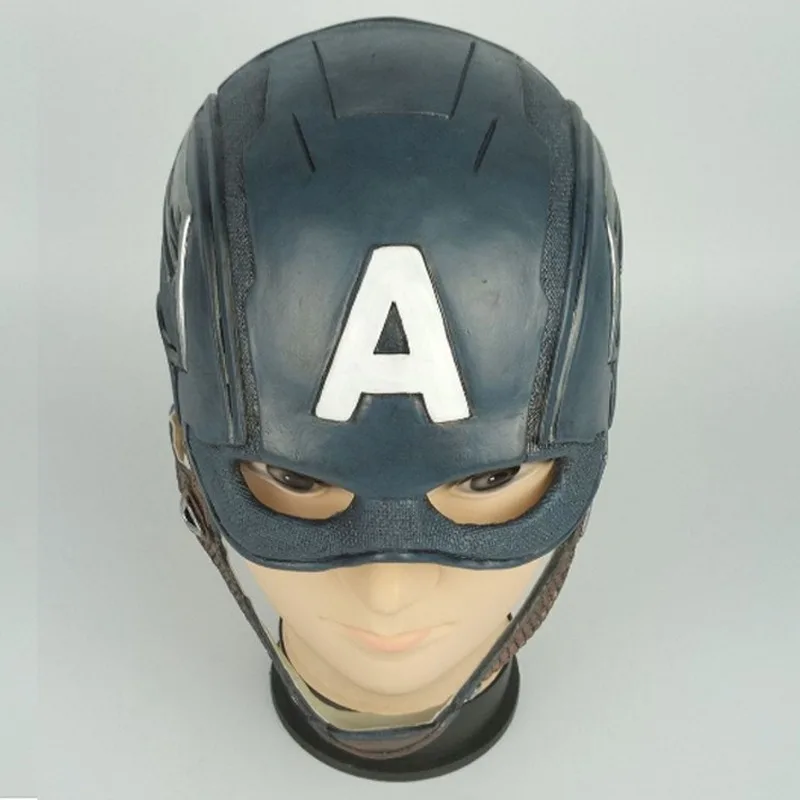 Captain America Helmet Costume Latex Rubber Horror Scary Mask Halloween Party 