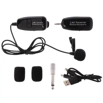 

OOTDTY 2.4G Wireless Tie Clip Microphone Lavalier Lapel MIC Guitar Pickup for Speaker
