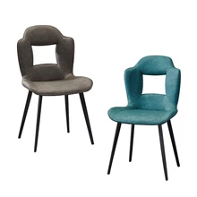 

Luxury Elegant Modern Simple Design Grey Blue Leather Dining Chair