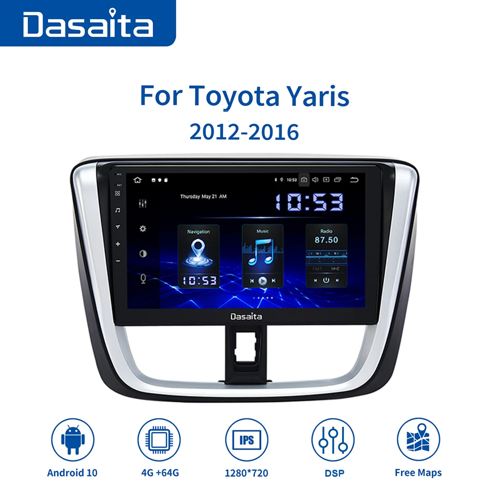 Dasaita Car Radio 1 Din Android 10.0 DSP Stereo for Toyota Vios Yaris