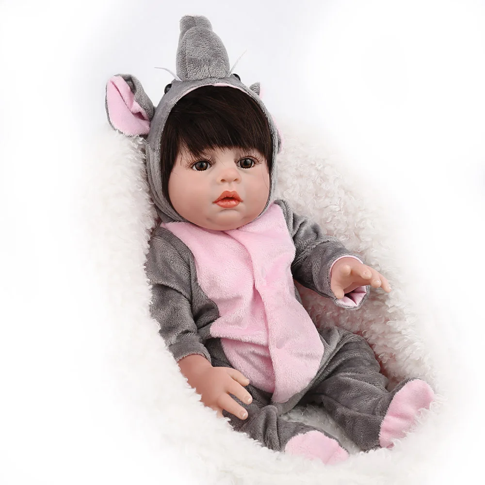 Виниловая игрушка для ванны, кукла-Слон, мультипликационный наряд, Bebe Reborn, 47 см, силиконовые куклы для девочек, кукла для новорожденных, игрушка для детей