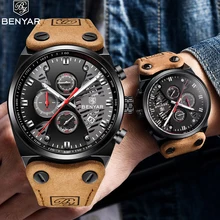 Benyar часы мужские роскошные Топ бренд мужские s водонепроницаемые часы мужские спортивные наручные часы Мужские часы с кожаным ремешком Relogio Masculino