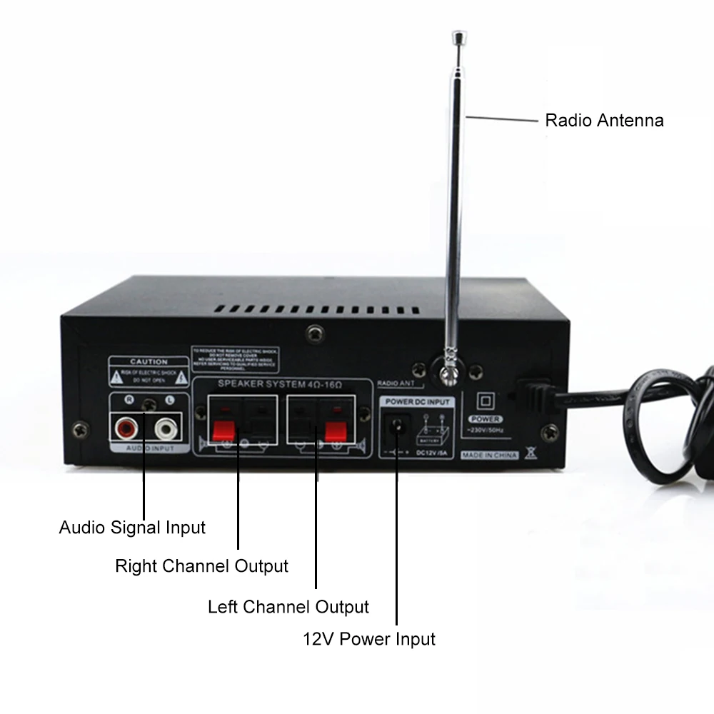 Мини аудио усилитель мощности BT цифровой аудиоприемник AMP слот USB SD MP3-плеер Поддержка fm-радио двойной микрофон вход для домашнего использования автомобиля