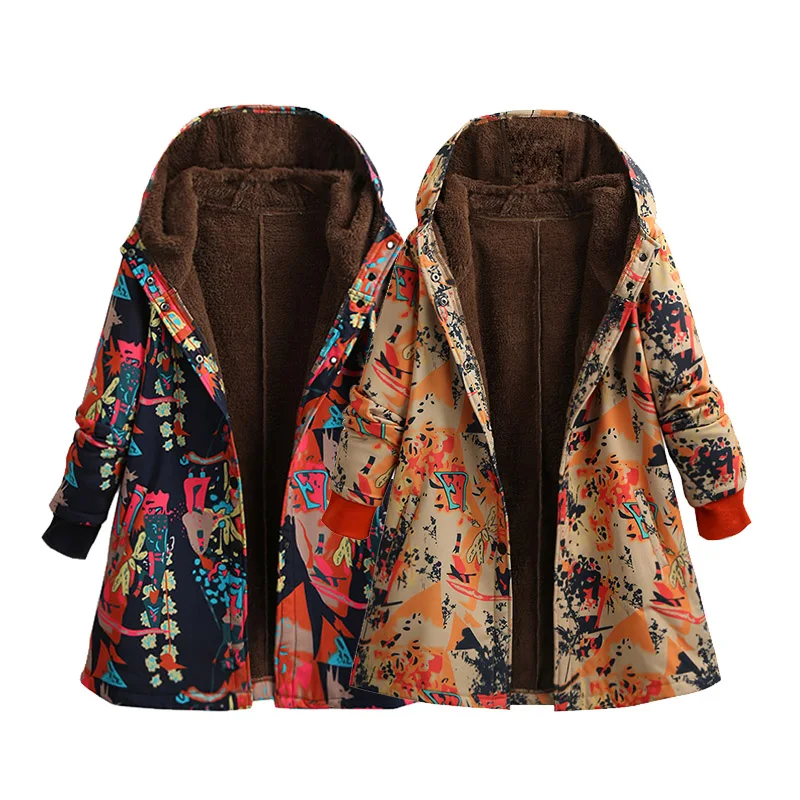Women Parkas Outwear Faux Fur Fleeces Coat female Hooded Coat Button Long Sleeve Tops Autumn Warm Jacket Plus Size 3XL 5XL