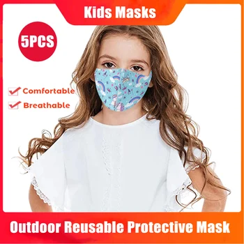 

5PCS Kids Children Masks Outdoor Cotton Mouth Dustproof Face Masks Reusable Cute Anime Cartoon Pattern Protective Mask Mascara
