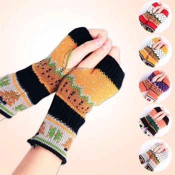 

Winter Knitting Gloves 1 Pair Christmas Knitted Fingerless Gloves Unisex Soft Warm Mitten Knitting Gloves Hot Sale