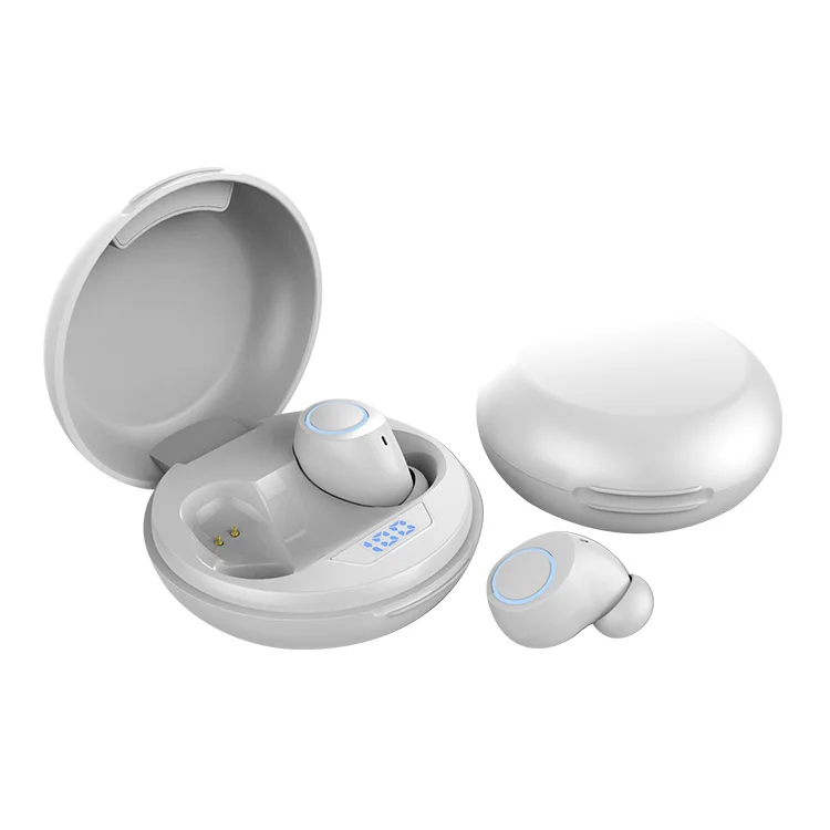 Белый Мини TWS Bluetooth 5,0 наушники 8D объемные стерео настоящие беспроводные наушники светодиодный цифровой дисплей наушники с микрофоном гарнитура - Цвет: Белый