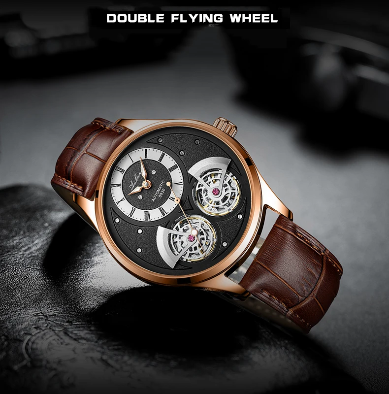 AILANG 2023 New Classic Double Tourbillon Automatic Watch For Men Leather Luminous Hands Mechanical Watches Mens Reloj Hombre_voghion.com