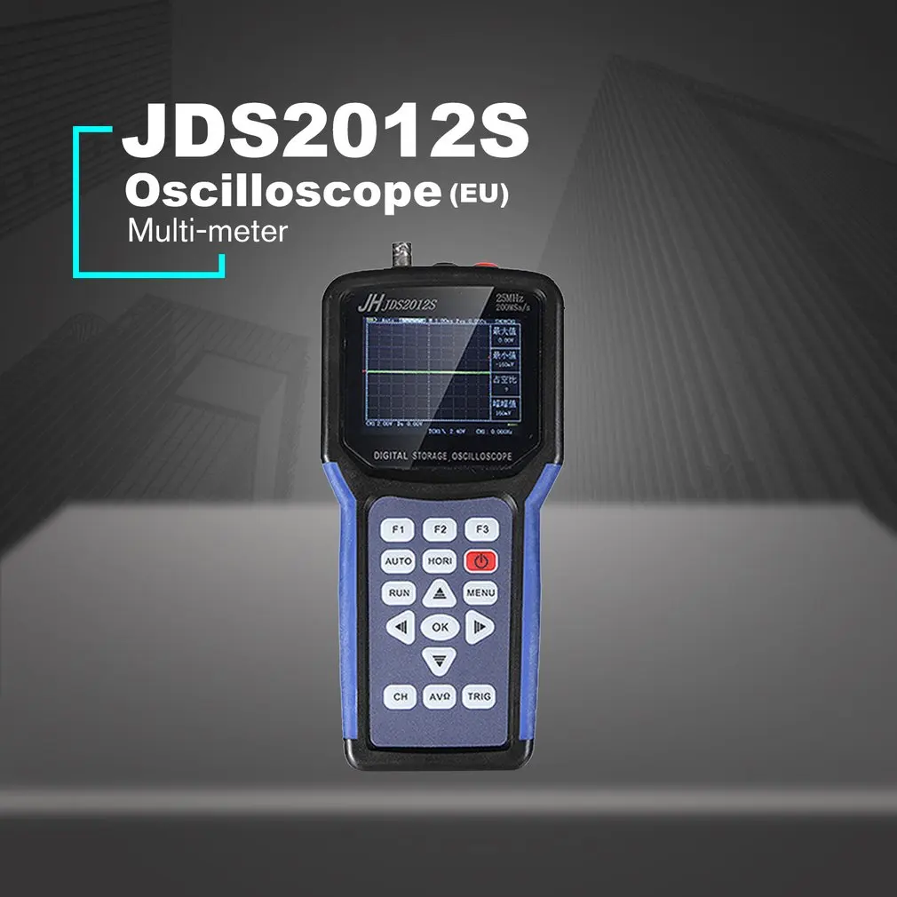 JDS2012S профессиональный ручной цифровой осциллограф 4000 отсчетов Цифровой мультиметр 25 МГц 200MSa/с литиевым зарядным устройством