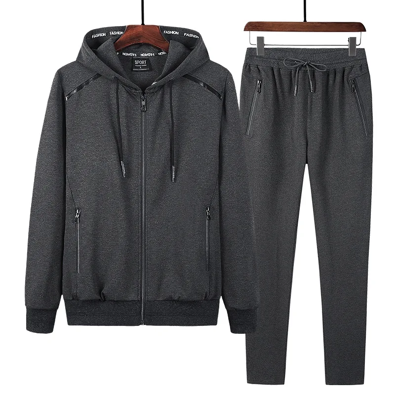Модный спортивный костюм, мужская спортивная одежда XXXXXL, повседневный комплект, большие размеры, 100-300, можно носить с котом - Цвет: Темно-серый