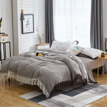 

waffle plaid cotton blanket muslin gauze bed cover tassels towel quilt blankets for sofa decorative Nordic bedspread throw