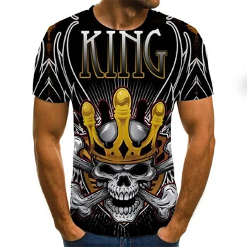 

2020 New 3D printed skull t-shirt Punk t shirt Men Printing Casual Tshirt O Neck Grim Reaper Short Sleeve Male Tee Shirts Size