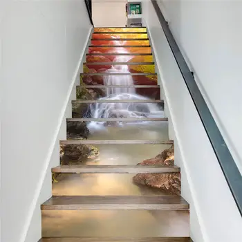 

13pcs/set Stairs Stickers Sunshine Waterfall Art Murals for Home Decoration 3D Stair Wall Stickers DIY PVC stairs stickers