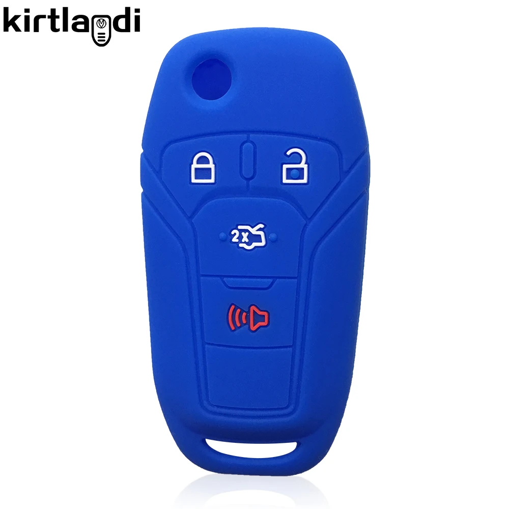 Kirtlandi 실리콘 키 케이스 커버 홀더 Ford Fusion Ka GM 2014 2015 2016 2018 2020 플립 접이식 자동차 키 커버 키 체인 Fob