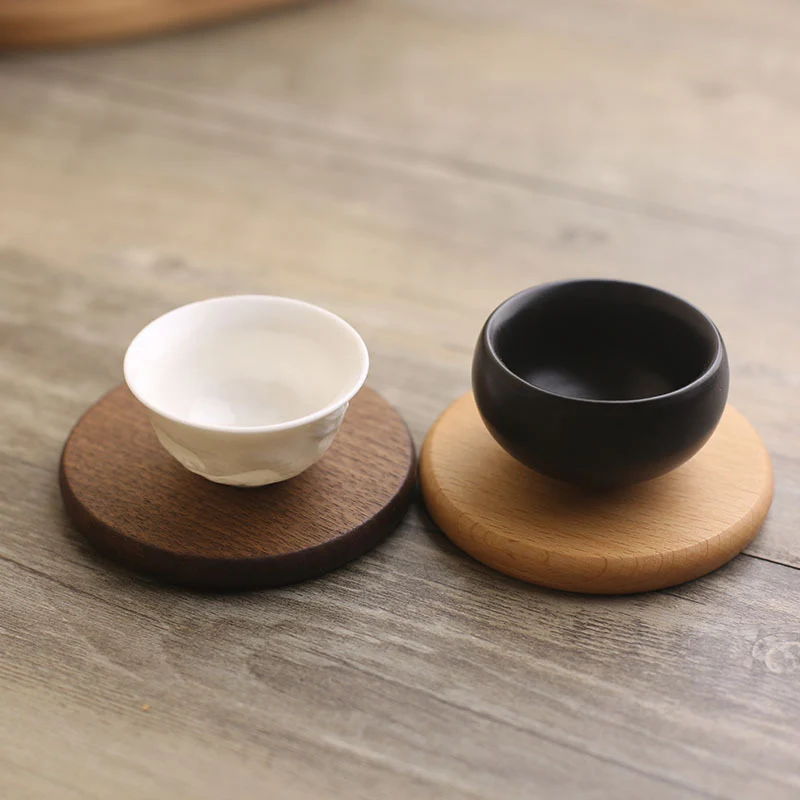 Natural Square Round Wooden Slip Slice Cup Mat 1PC Coaster Tea Coffee Mug Drinks Holder for DIY Tableware Decor Durable Pad